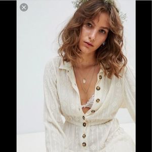 FREE PEOPLE boho lace cream maxi dress